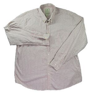 Beretta Dress Shirt Mens 2XL XXL Red Striped Button Up Italy Plaid Work‎ Play